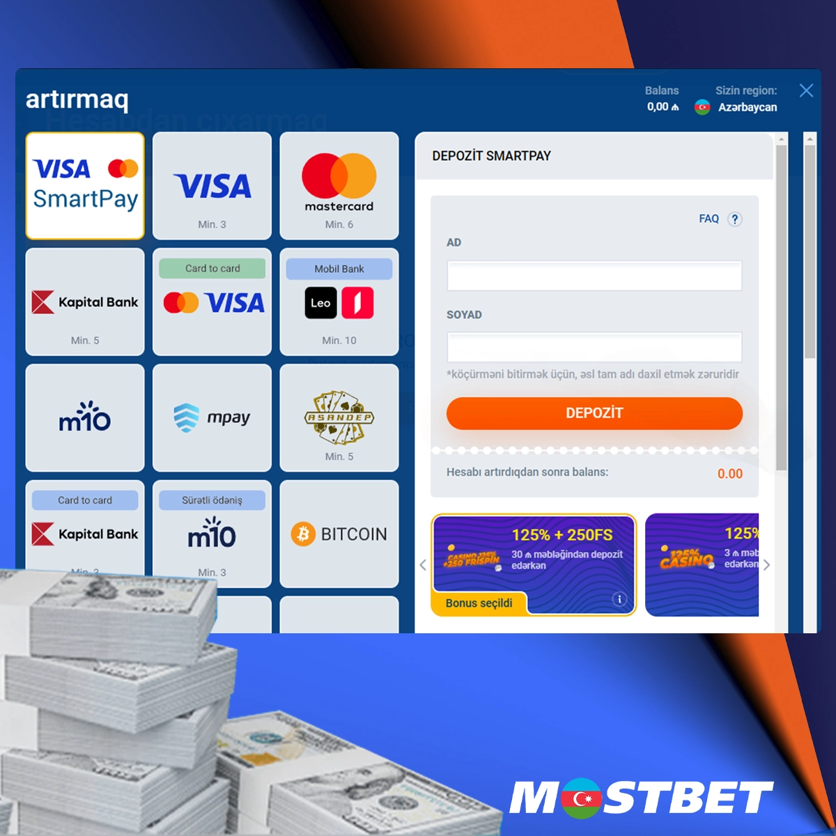 Depozit qoymaq üçün təlimatlar